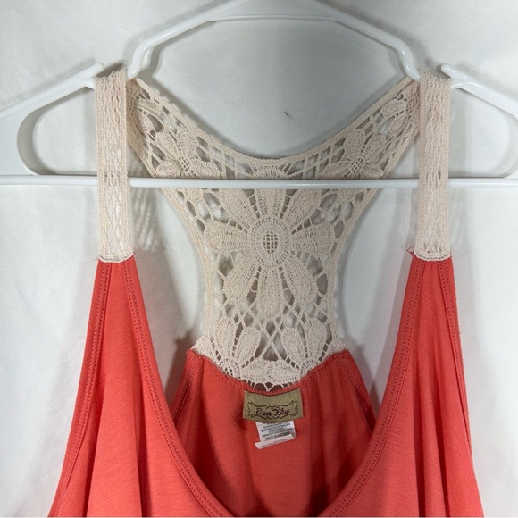 Ever Blue Lace Racer Back Ruffled Salmon Tank - Picture 3 of 8